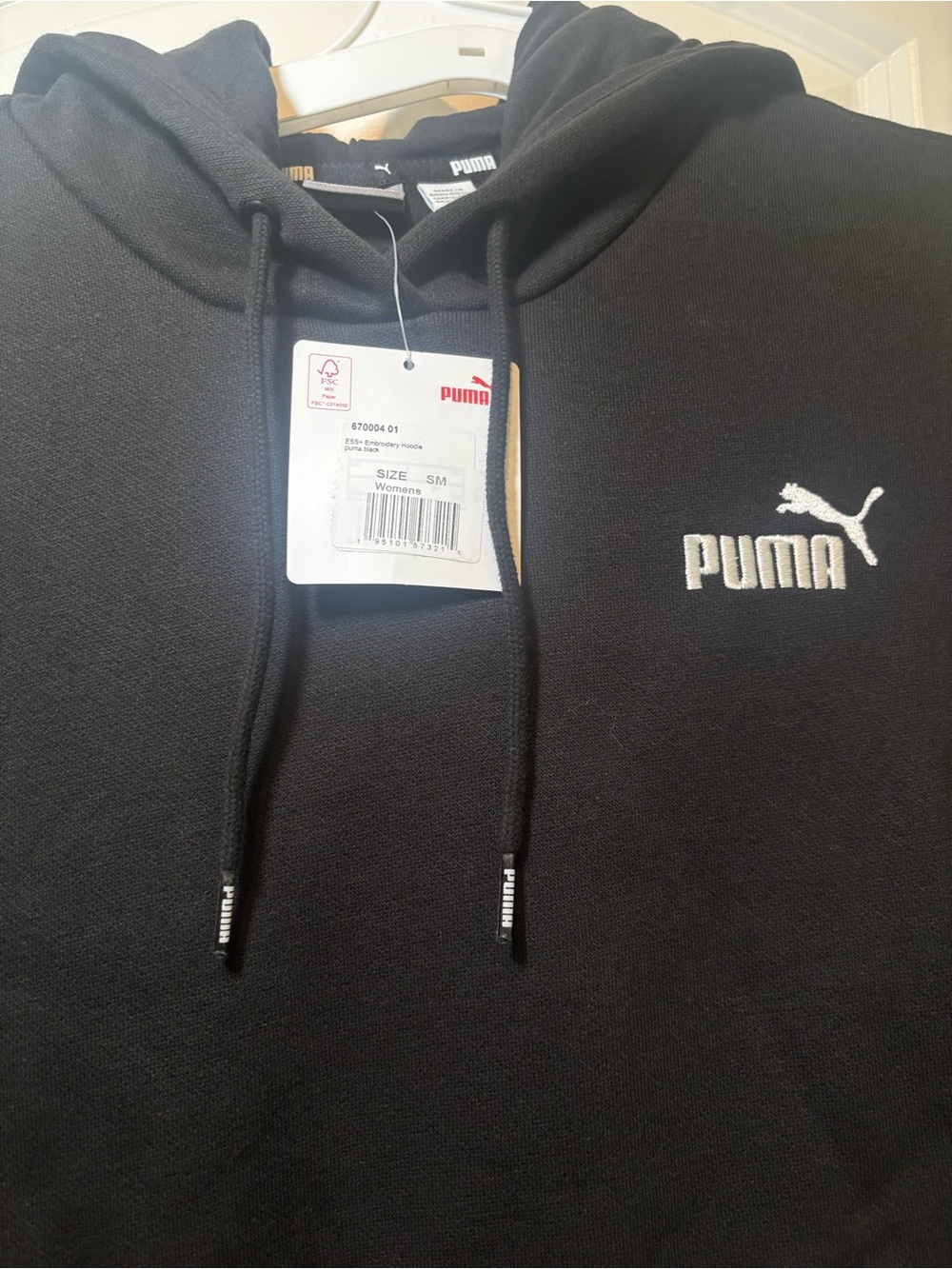 Puma Black Hoodie with White Embroidered Logo